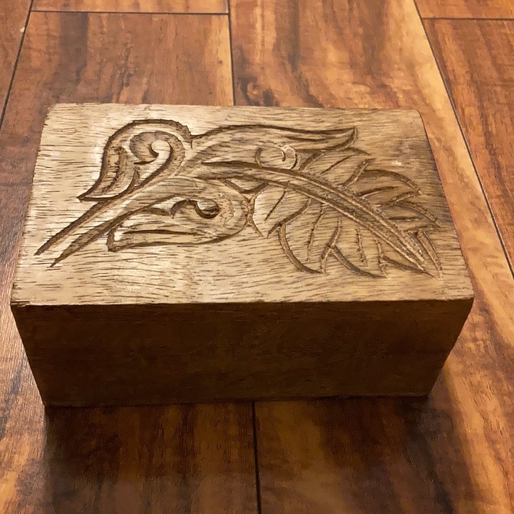 Carved wooden trinket box